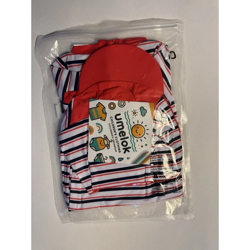 UMELok Baby Girls Rash Guard Swimsuit 12-18M UPF 50+ One Piece & Sun Hat NWT